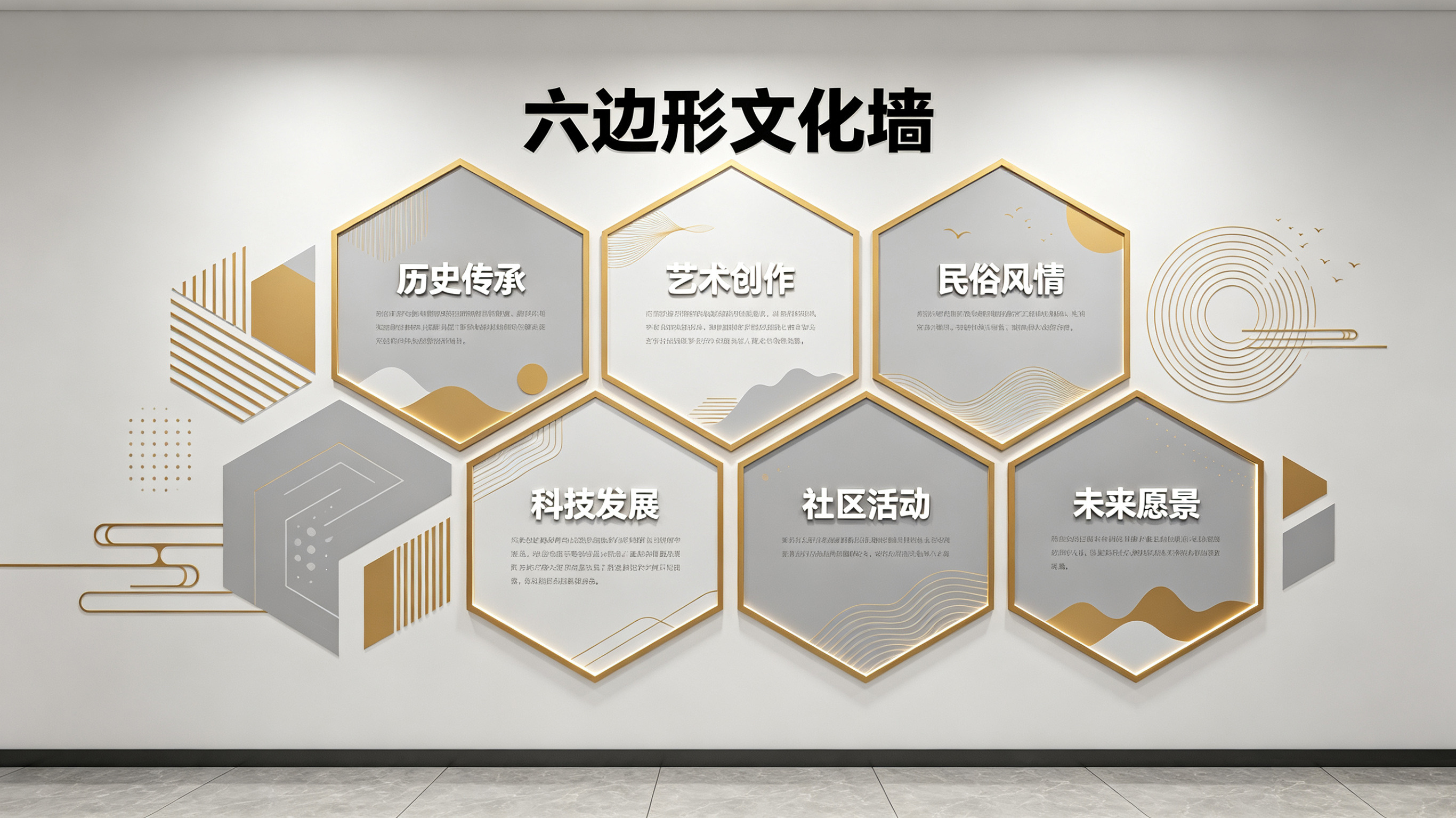 盈江企业文化墙 | 六边形信息美学